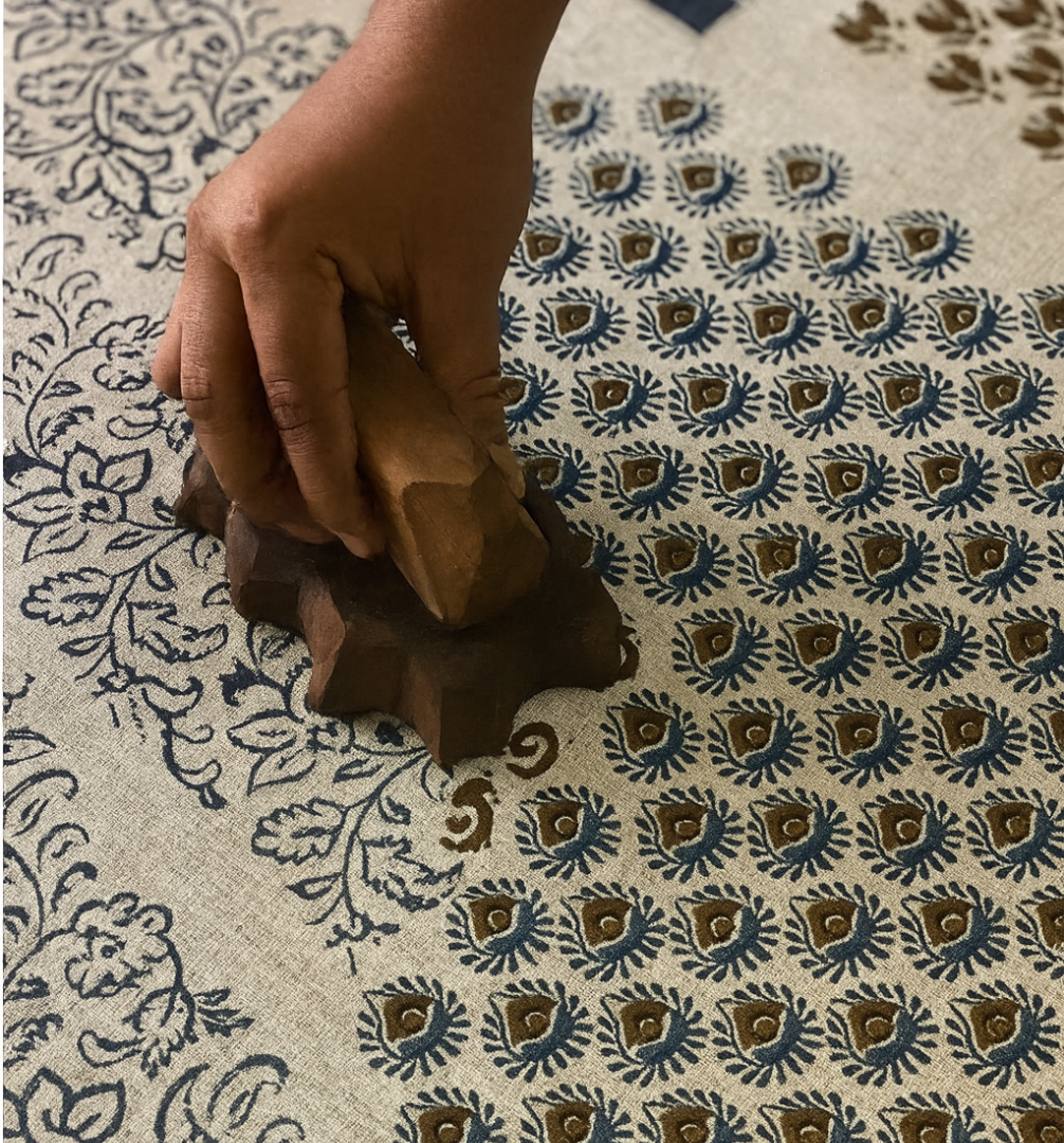 Block printing process at Krazy Kreators