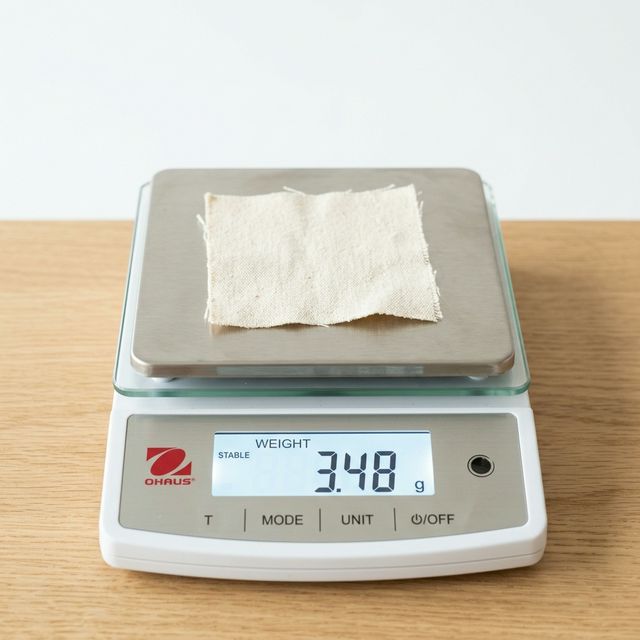 Lightweight fabric on a digital scale