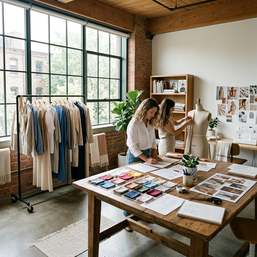 Artisan hands finishing a small batch of garments under the Zero MOQ on-demand model