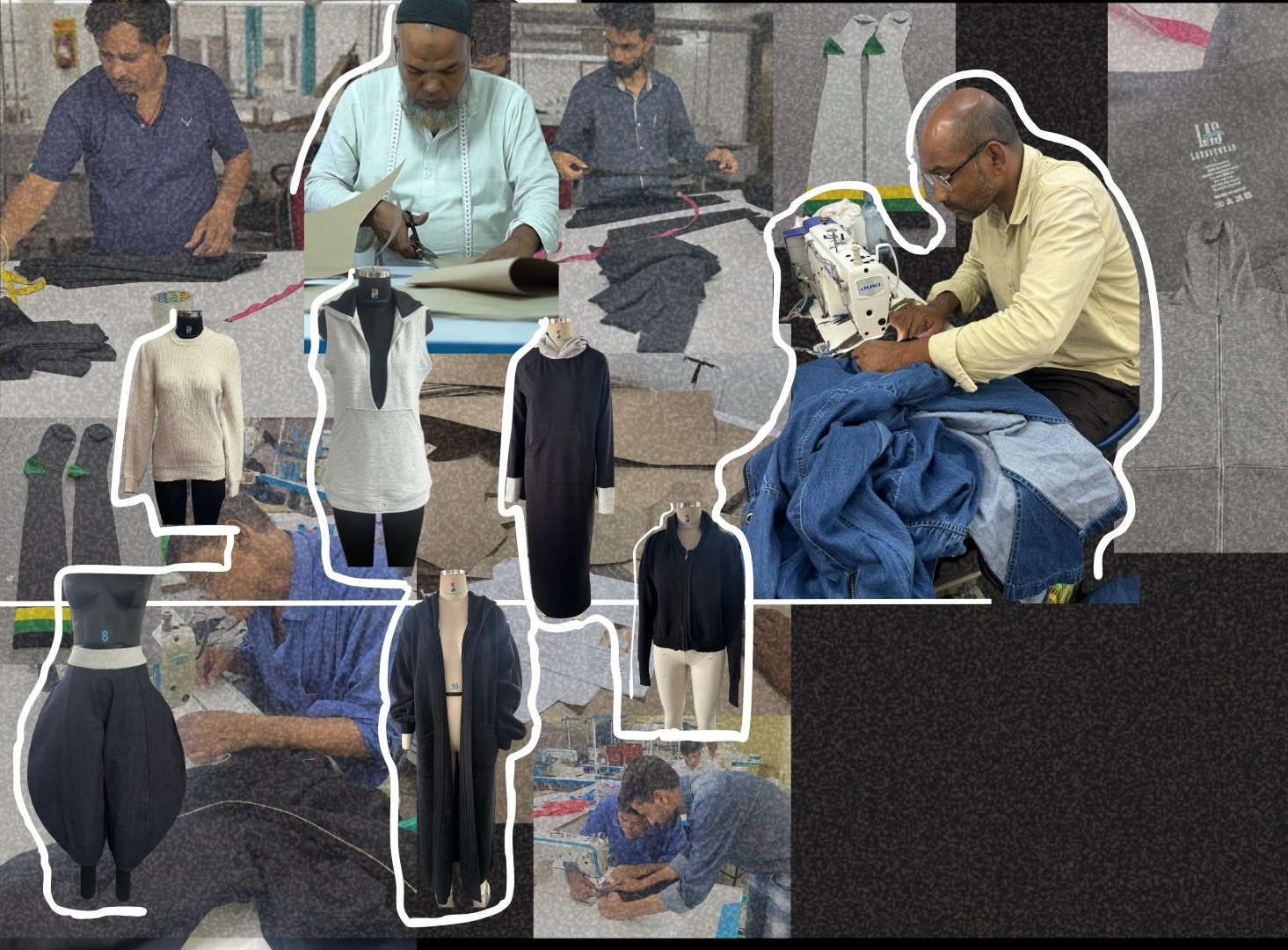 Garment manufacturing process collage