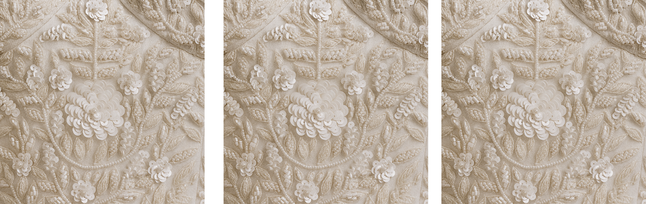 Intricate white-on-white embroidery art